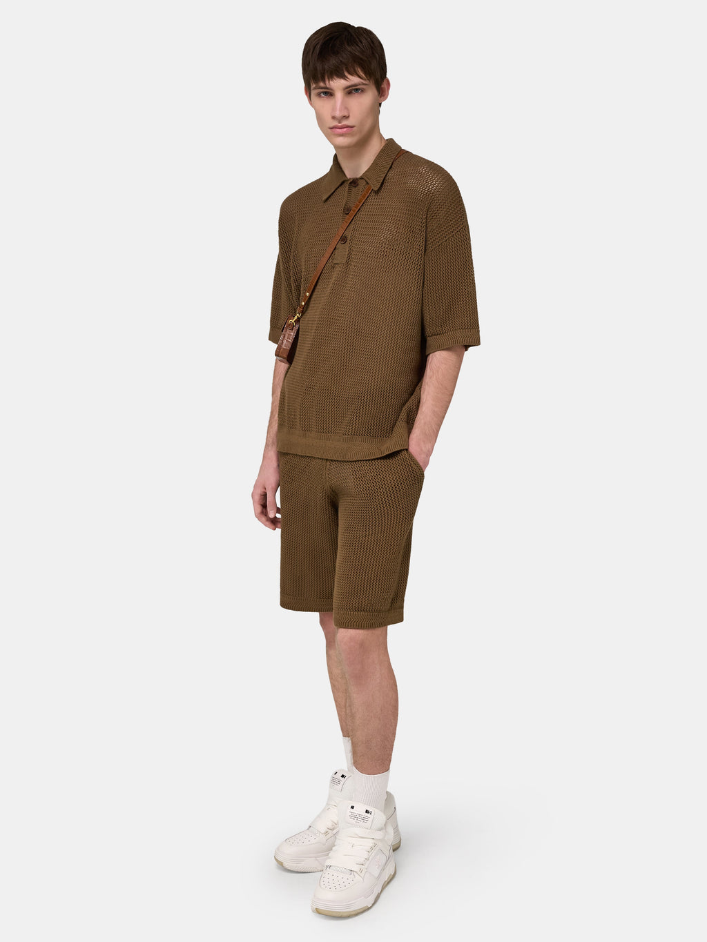 AMIRI CROCHET MESH SHORT - Espresso