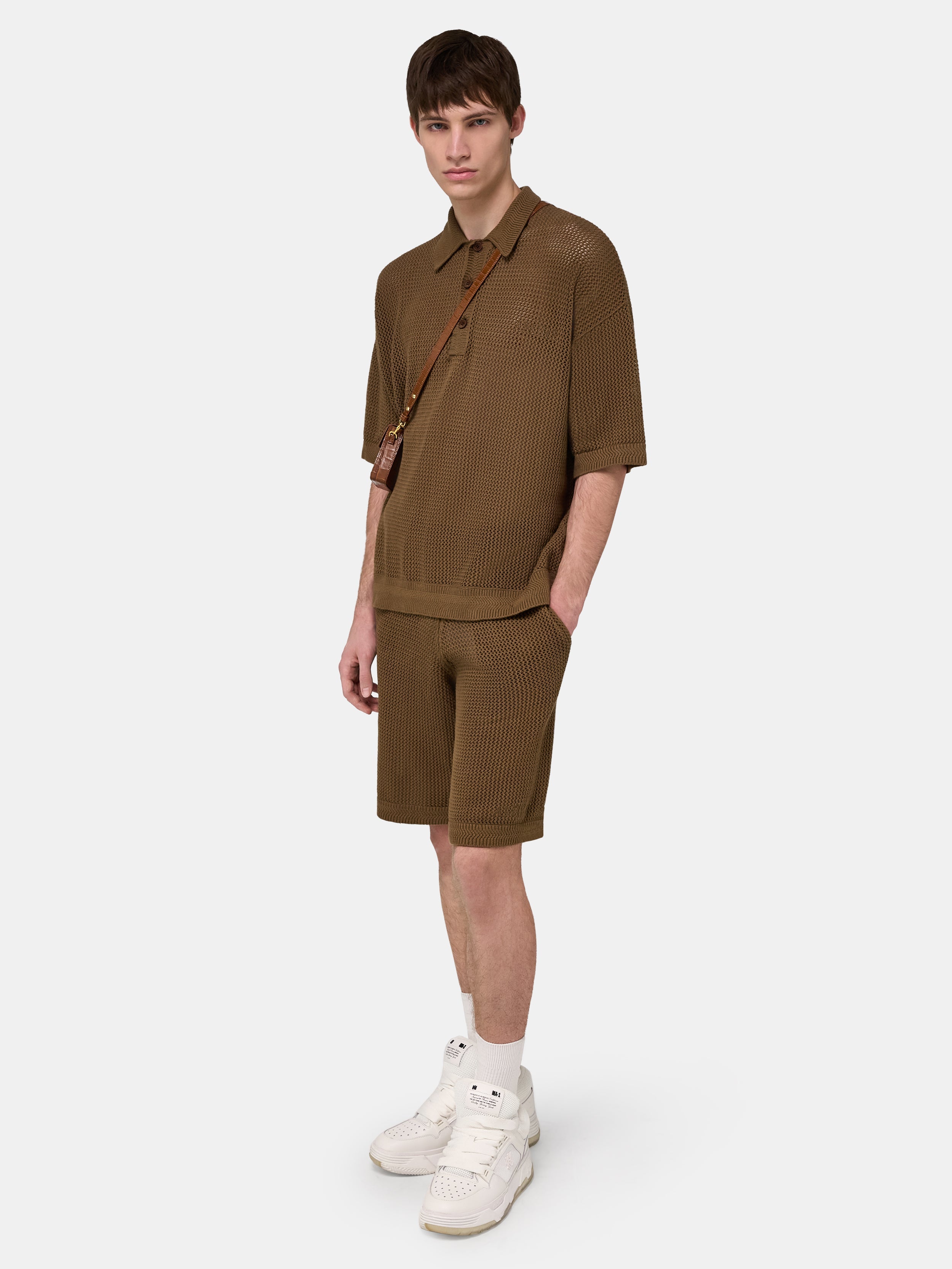 AMIRI CROCHET MESH SHORT - Espresso
