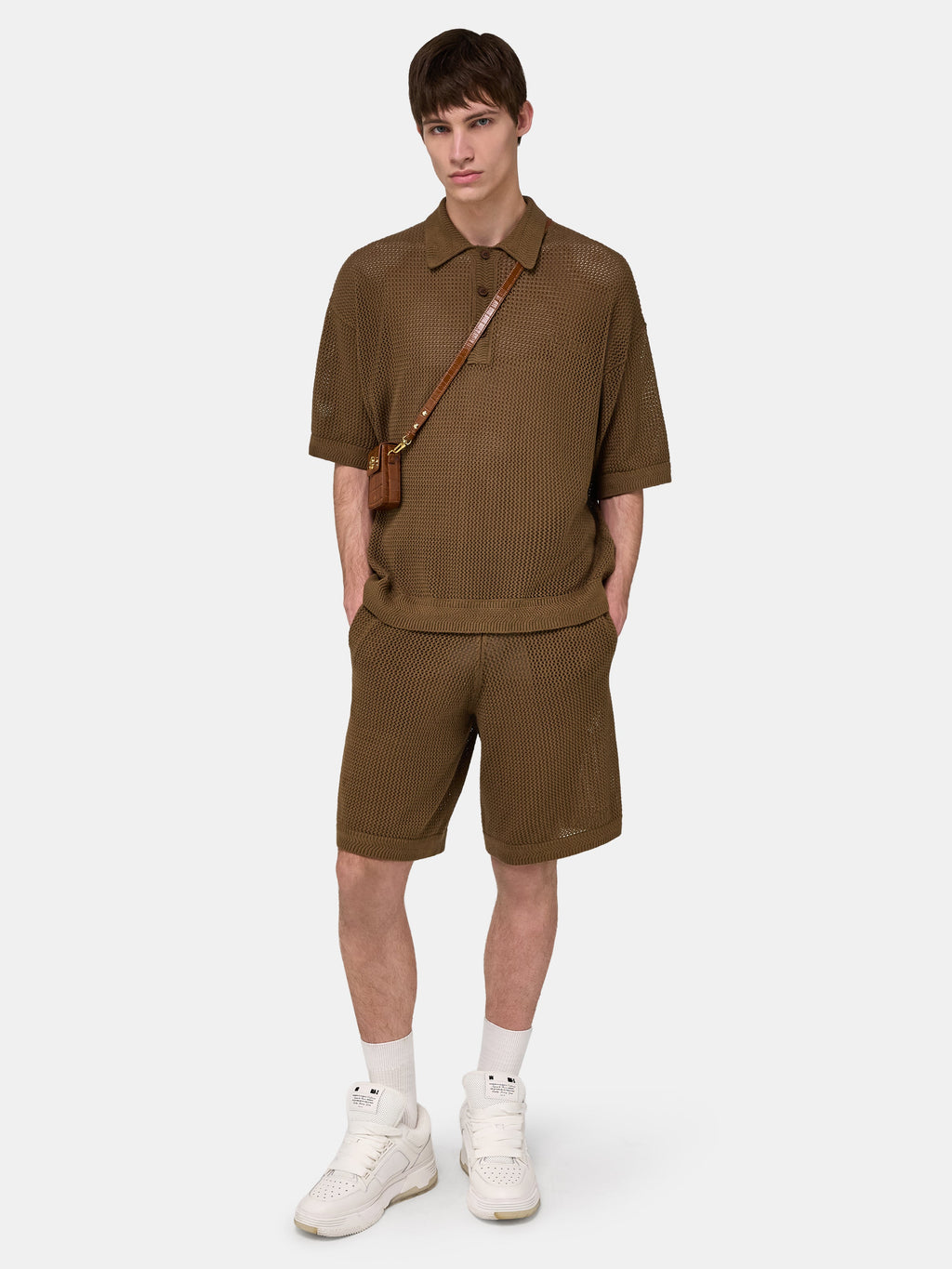AMIRI CROCHET MESH SHORT - Espresso