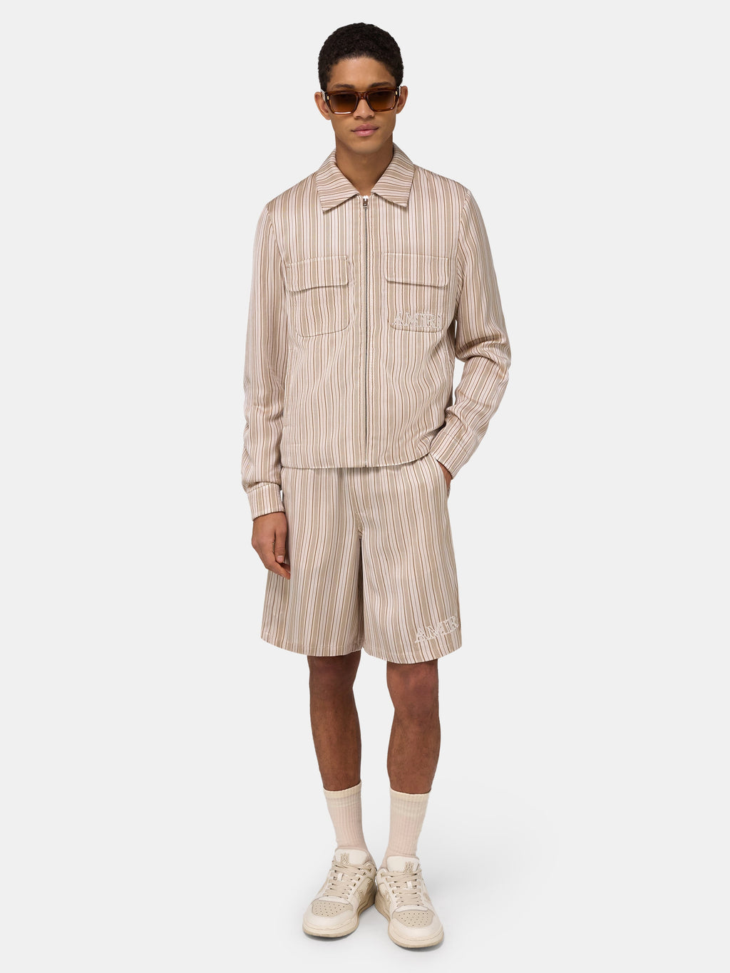 STRIPED SHORT - Alabaster