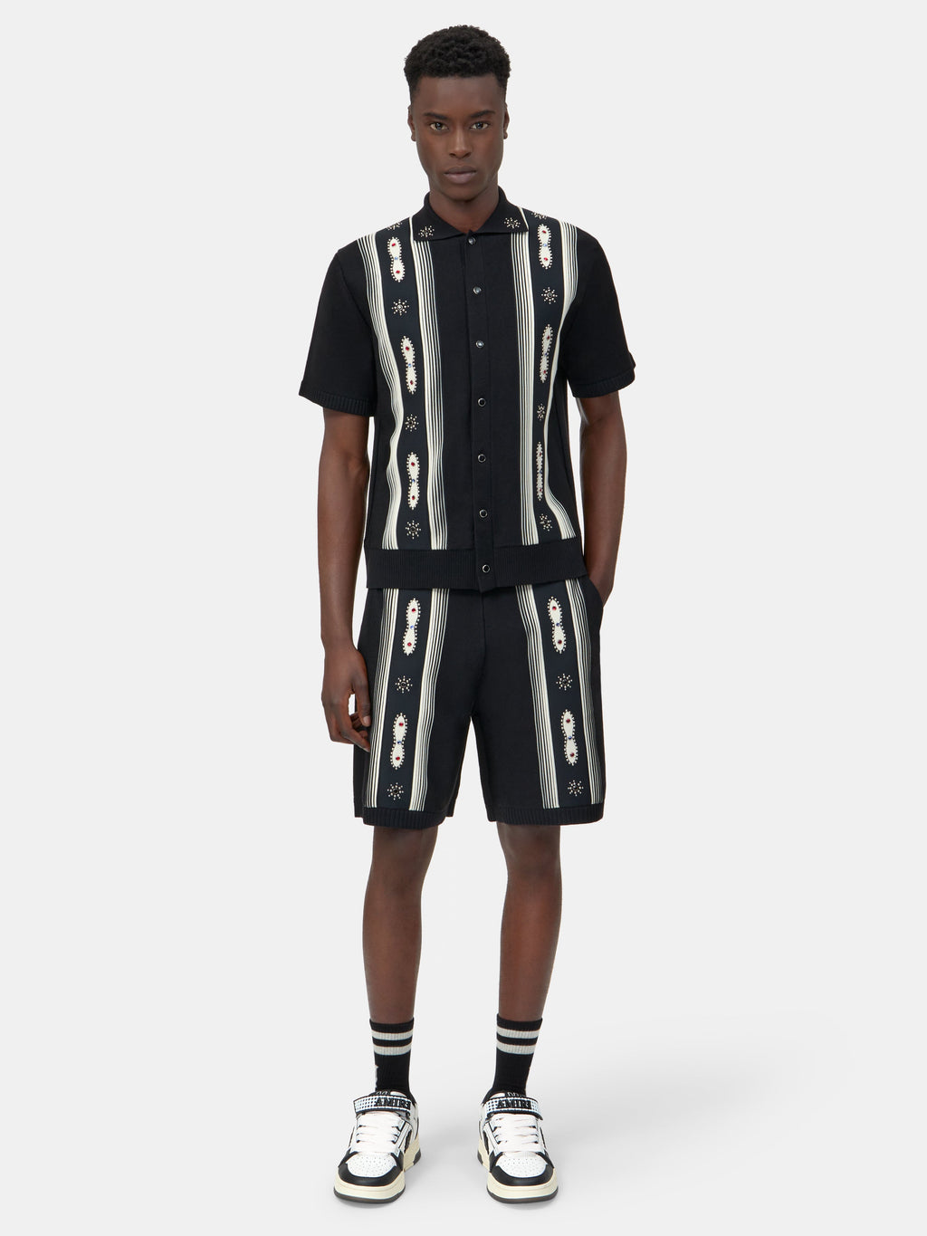STUD STRIPE SHORT - Black