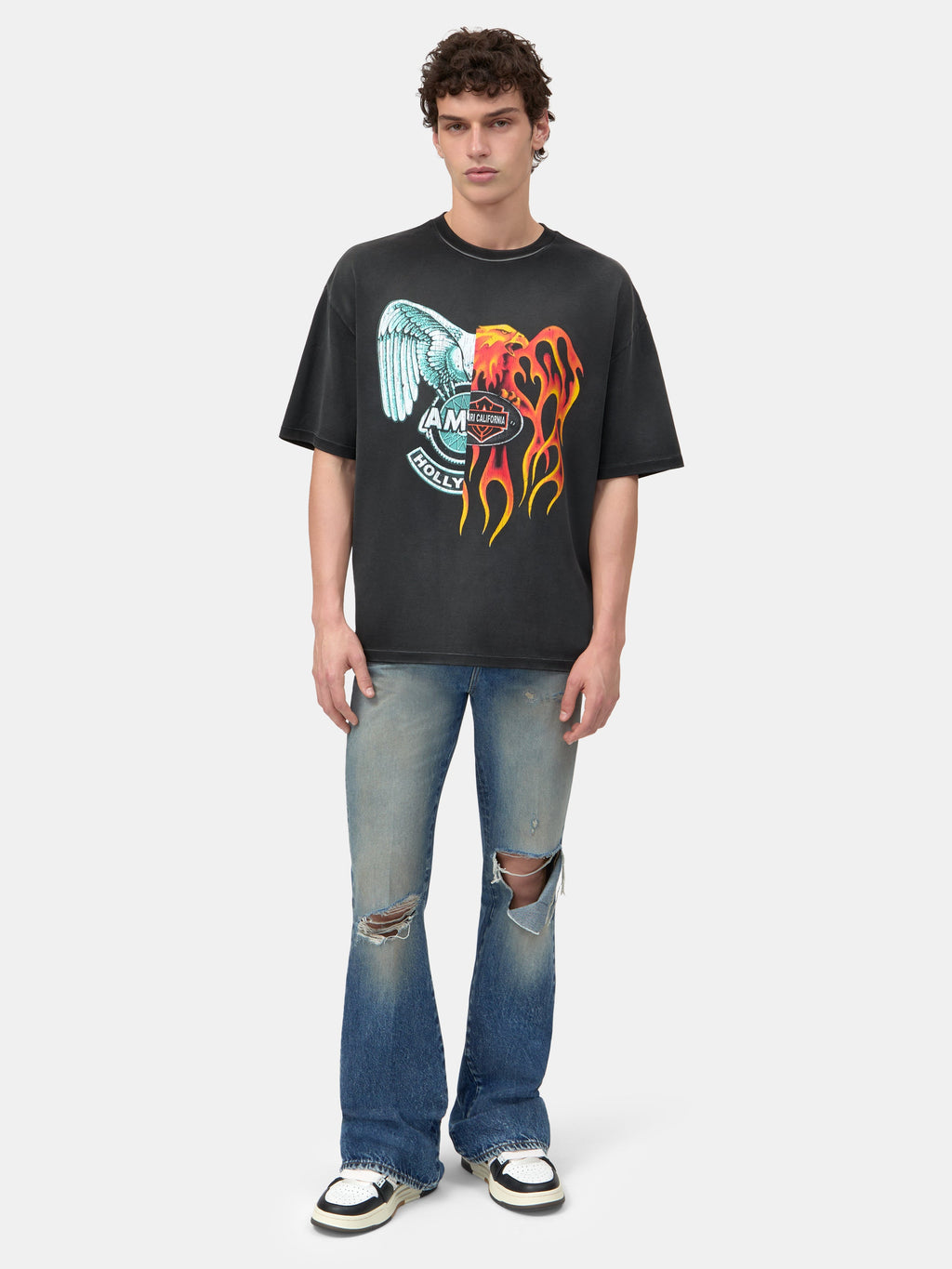 SPLICED OVERSIZED TEE - Black