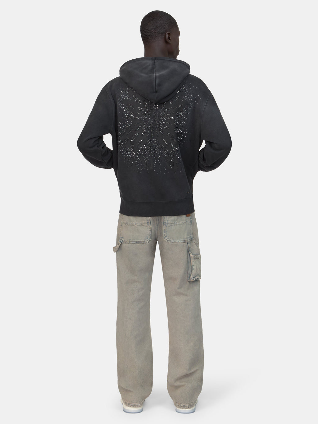 MA QUAD CRYSTAL ZIP HOODIE - Black
