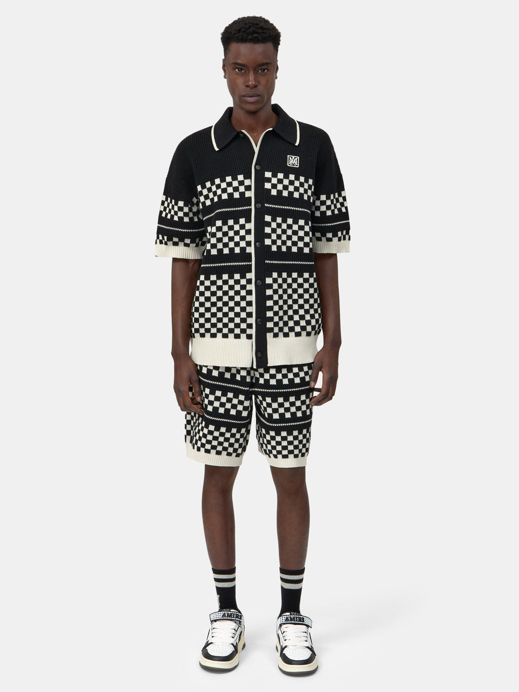CHECKERED MESH SHORT - Black