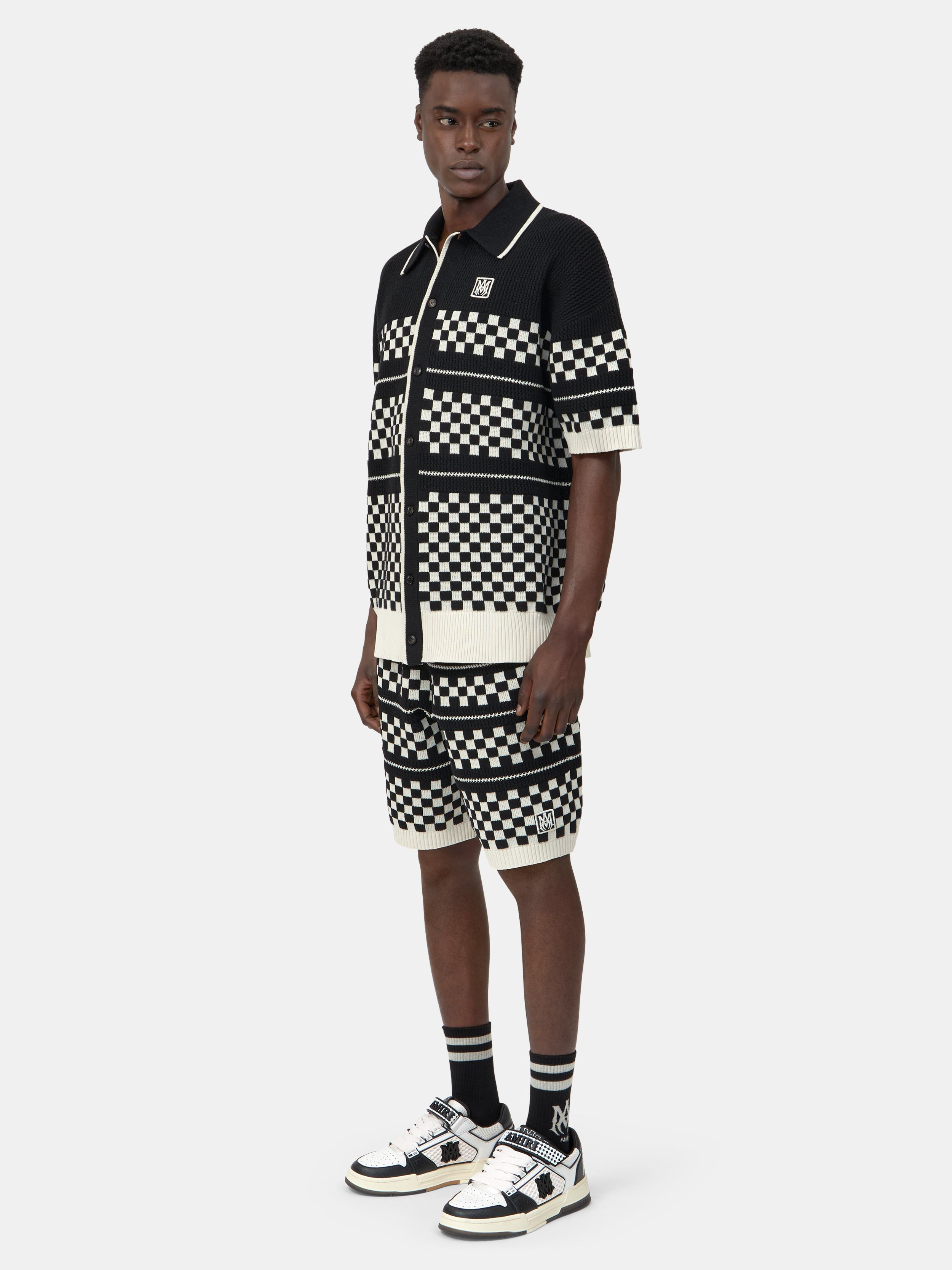 CHECKERED MESH SHORT - Black