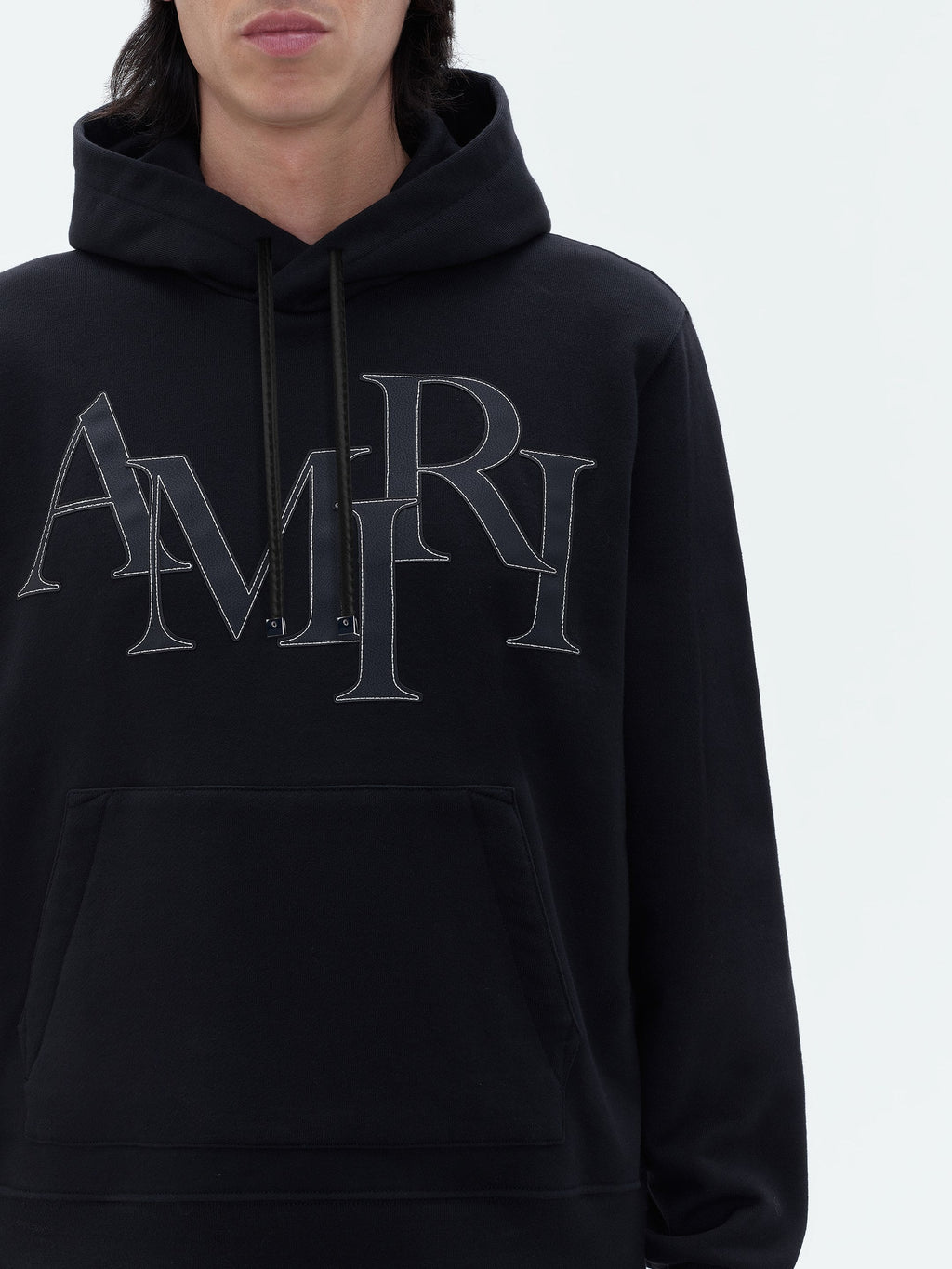 AMIRI STAGGERED LOGO HOODIE - Black