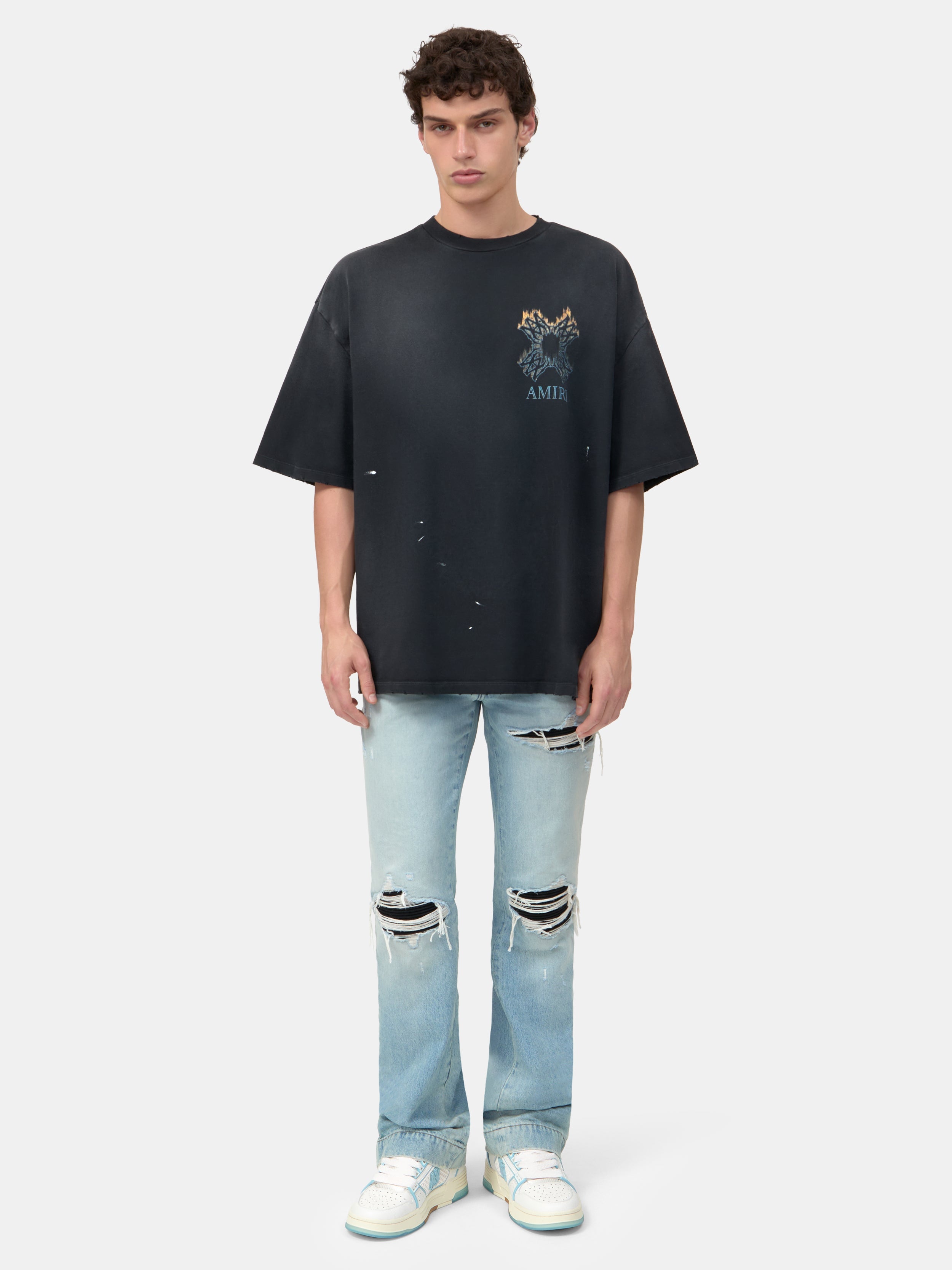 MA QUAD FLAMES OVERSIZED TEE - Black