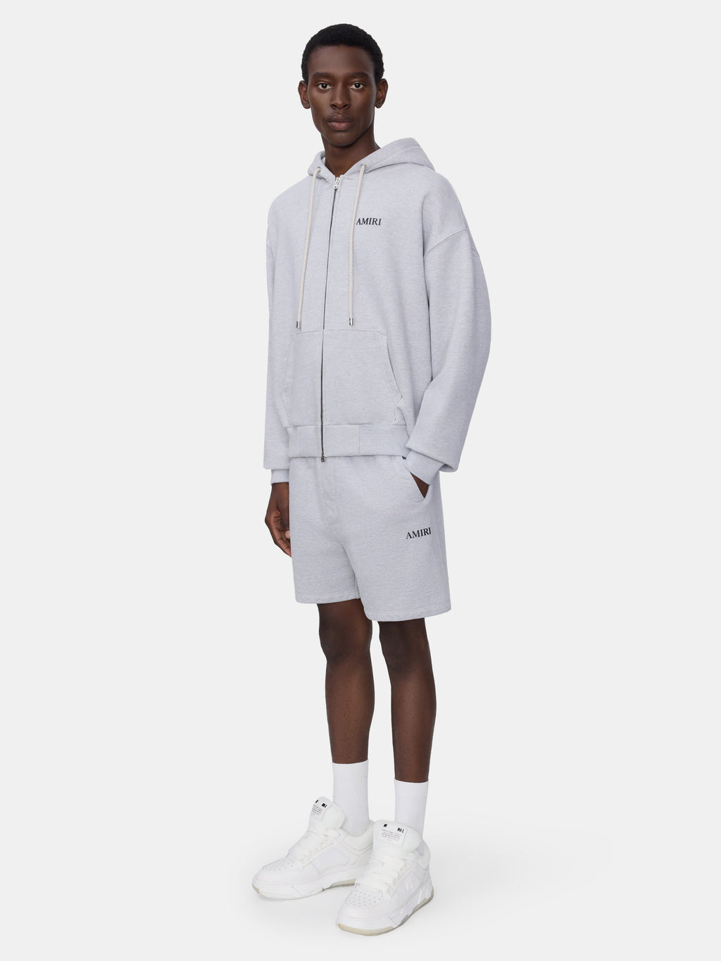RELAXED PULL ON SWEATSHORT - HEATHER GREY