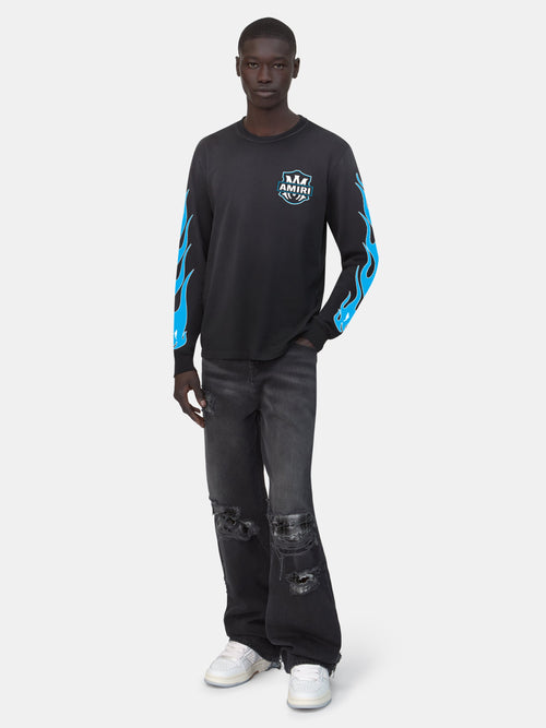 AMIRI EAGLE FLAMES LONG SLEEVE TEE - Black