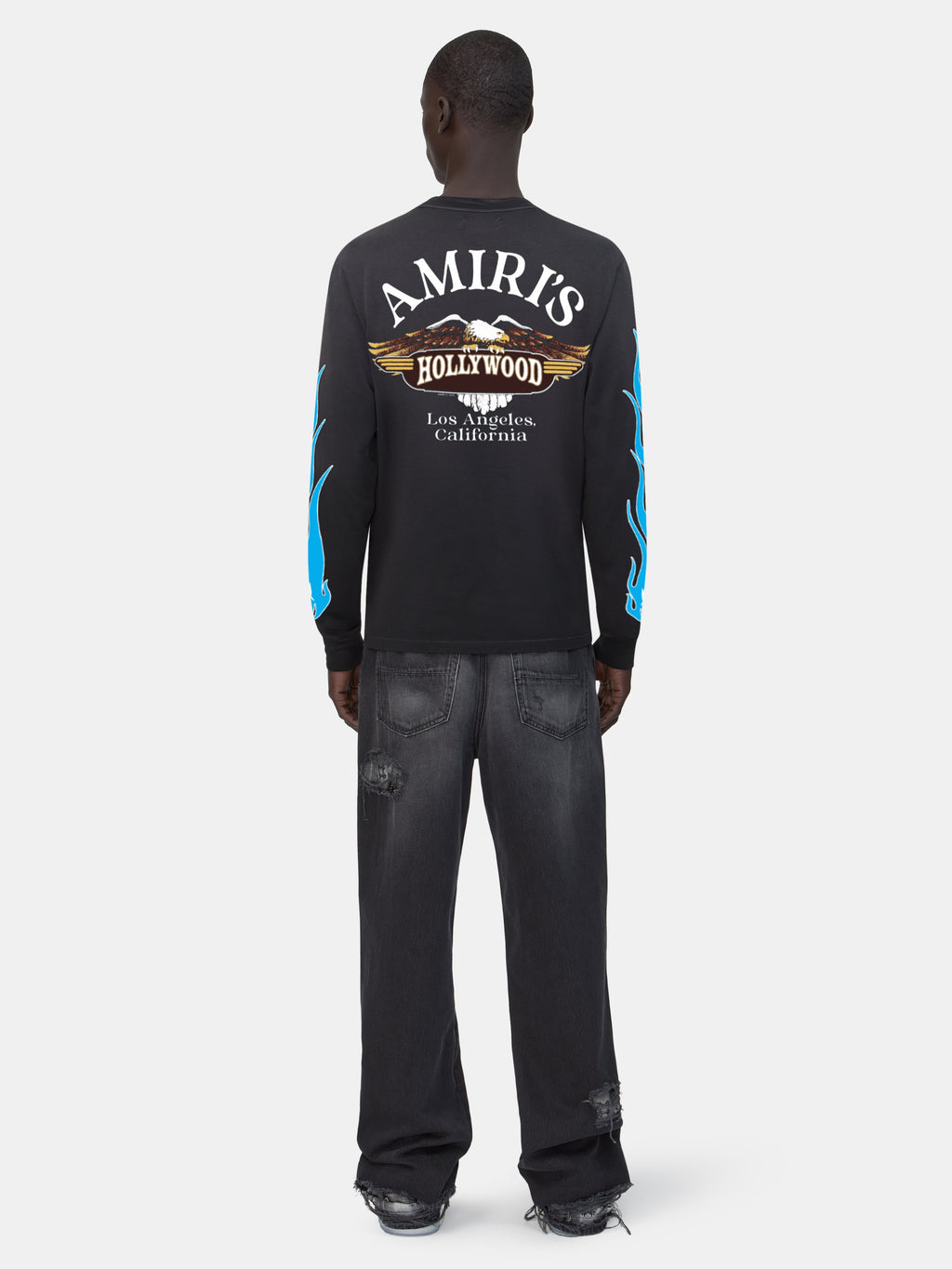 AMIRI EAGLE FLAMES LONG SLEEVE TEE - Black