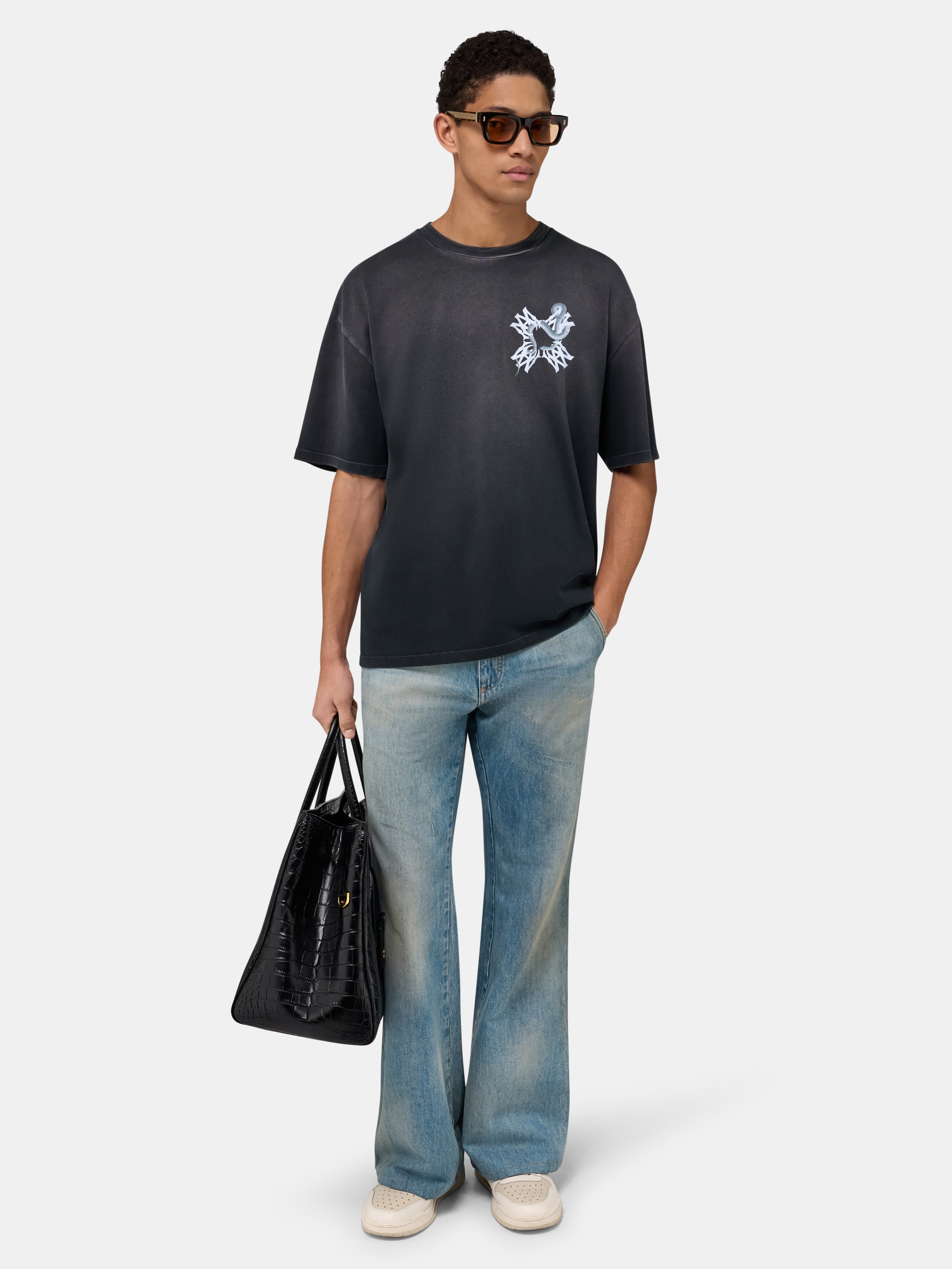 MA QUAD SNAKE OVERSIZED TEE - Black