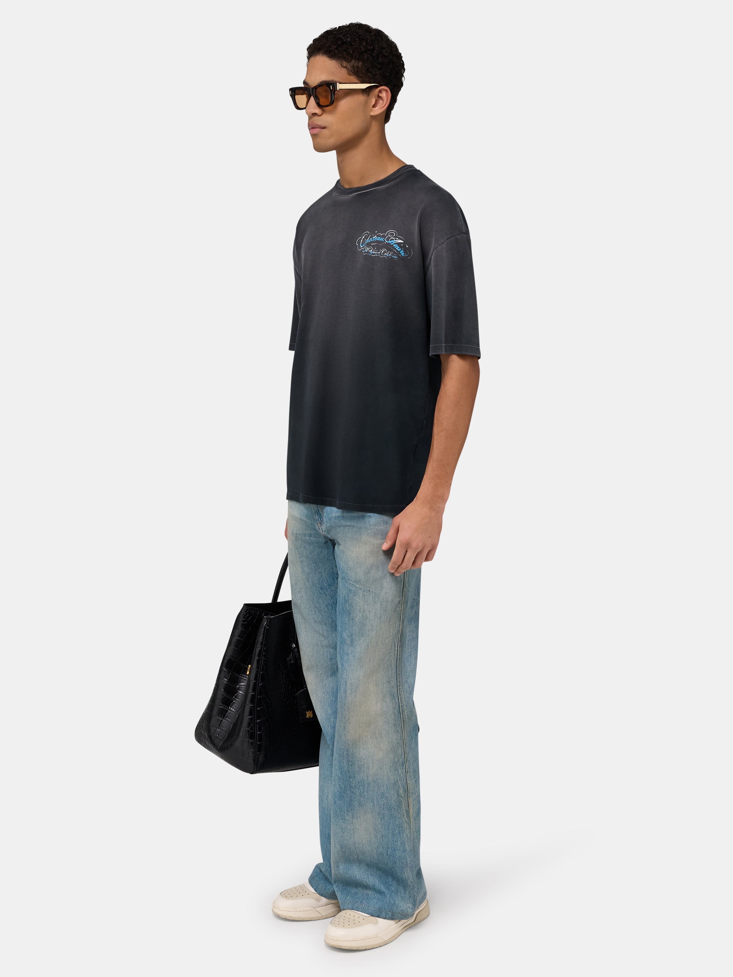 CRYSTAL CHATEAU SCRIPT OVERSIZED TEE - Black