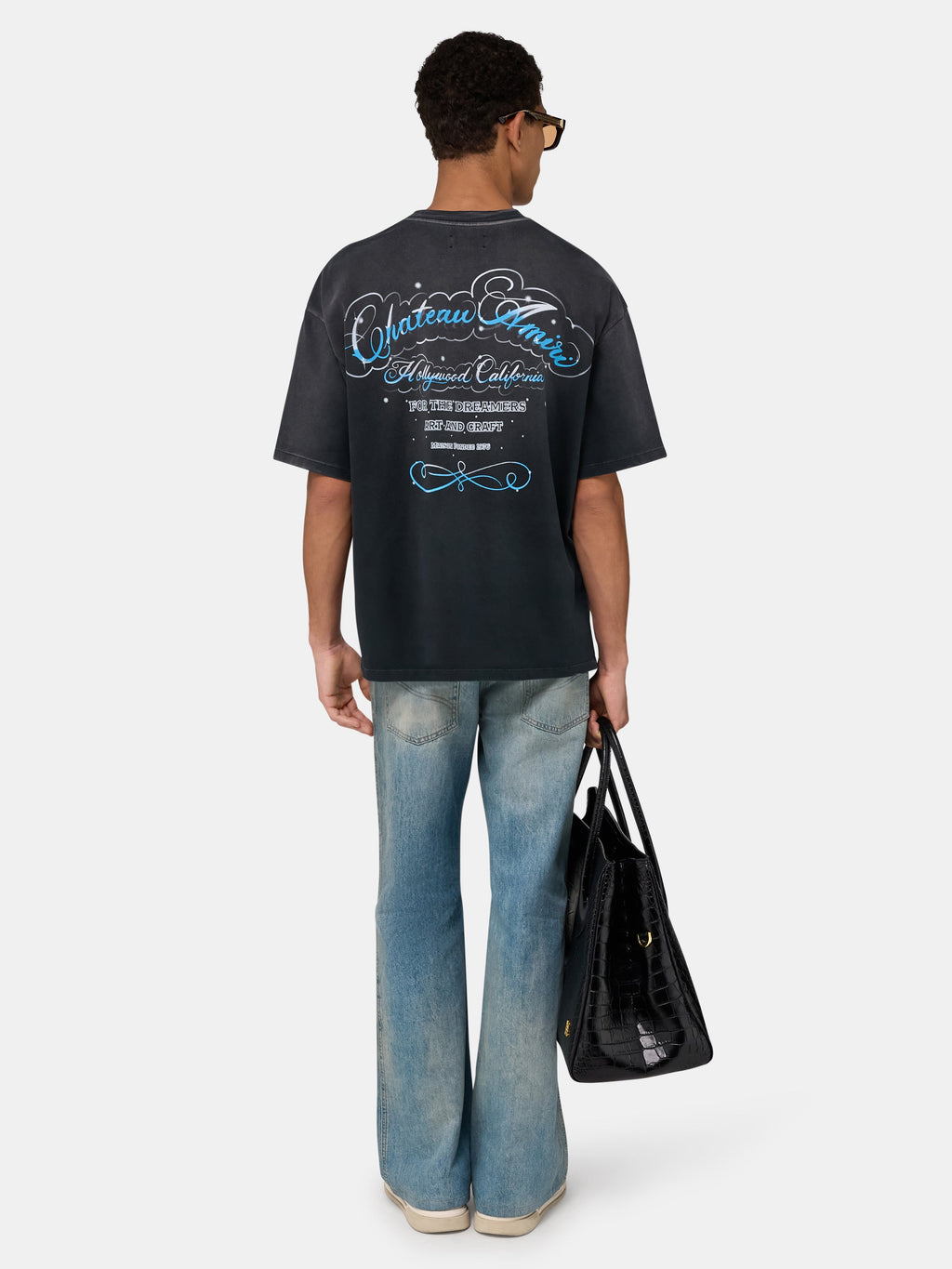 CRYSTAL CHATEAU SCRIPT OVERSIZED TEE - Black