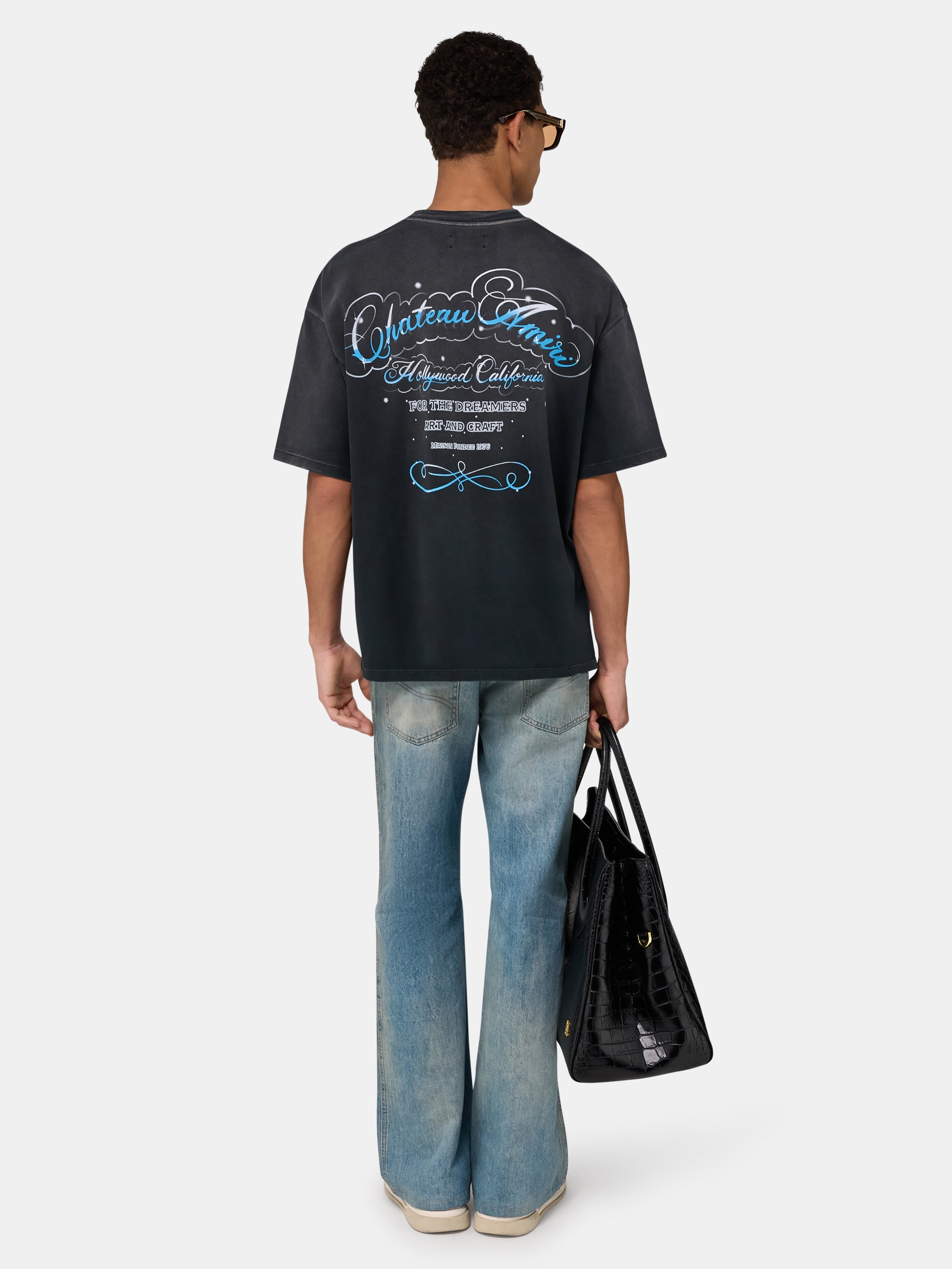 CRYSTAL CHATEAU SCRIPT OVERSIZED TEE - Black